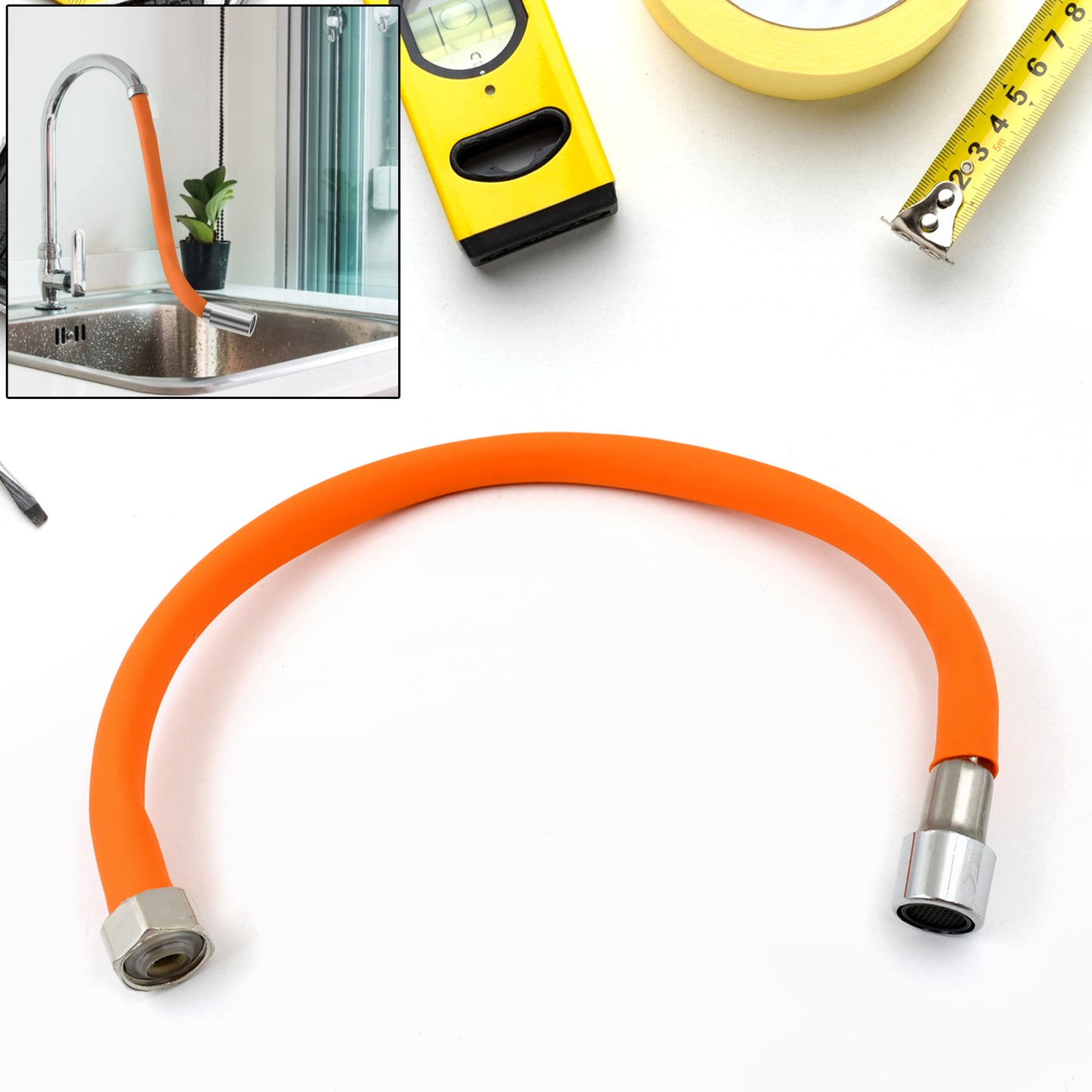 9087b Flexible Water Tap Extender Universal Foaming Extension Tube With Connector 360 Free Bending Faucet Extender Adjustable Sink Drain Extension (46cm) - Springkart 