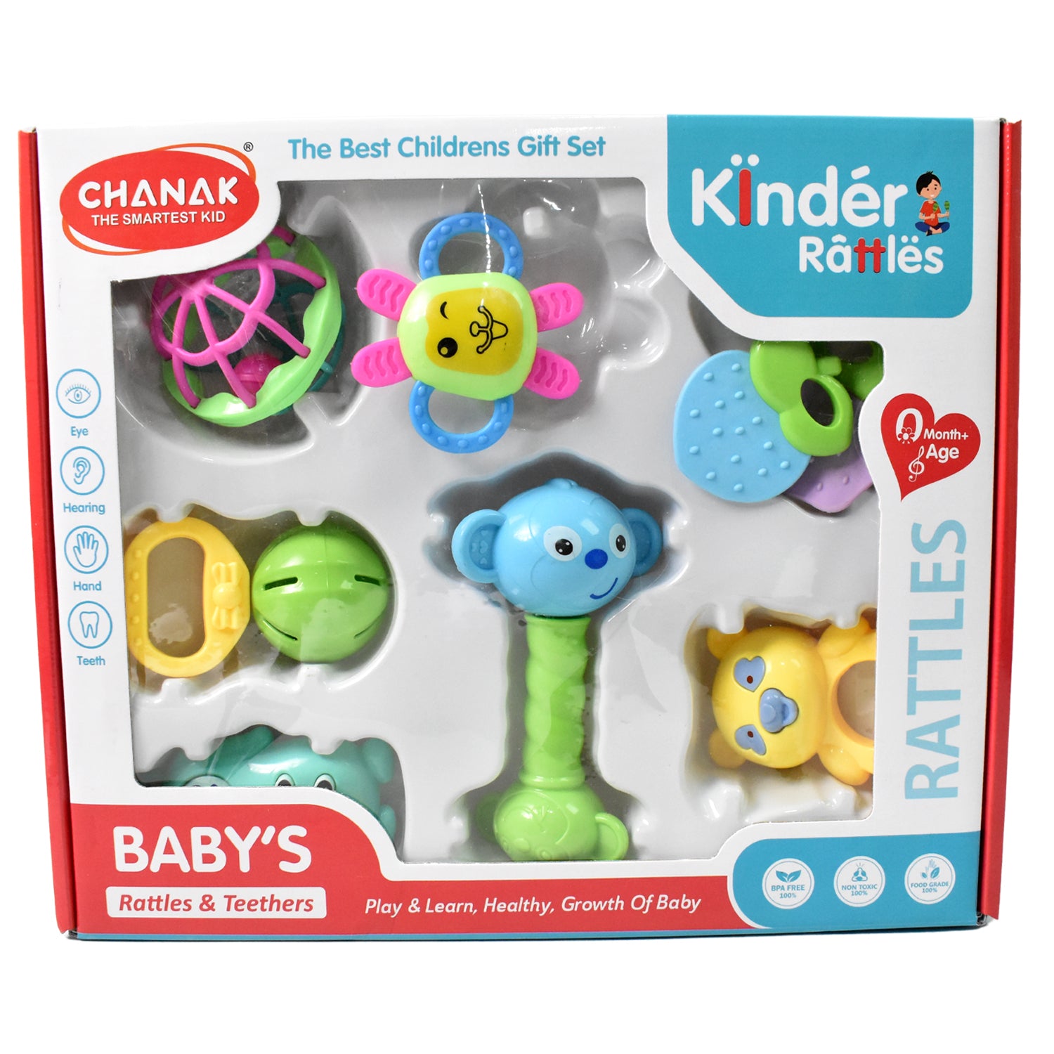 Kinder Rattles Classic Store Plastic Non-toxic Shake And Grab Ball Baby Rattles Teethers (8 Pcs Set) - Springkart 