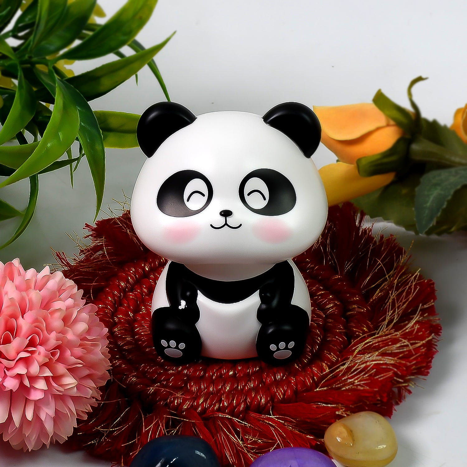 Car Decoration Solar Power Moving Head Panda Statue Creative (1 Pc) - Springkart 