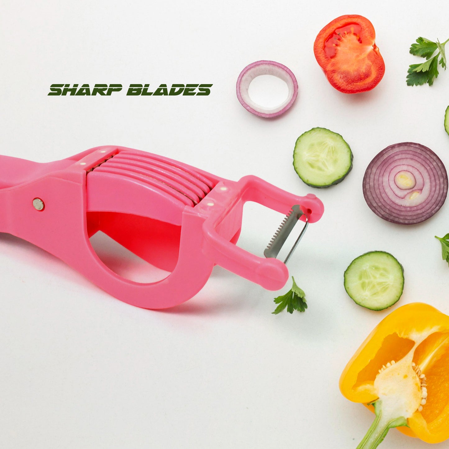 Plastic 2 In 1 Vegetable Fruit Multi Cutter 5 Blade Vegetable Cutter With Peeler (1 Pc Multicolor) - Springkart 
