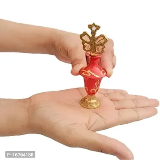 Antique mughal Design Brass Item / Brass Item(Color-red)(Material-Brass)(size-13cm,Medium) Pack of 1 Set. (red)