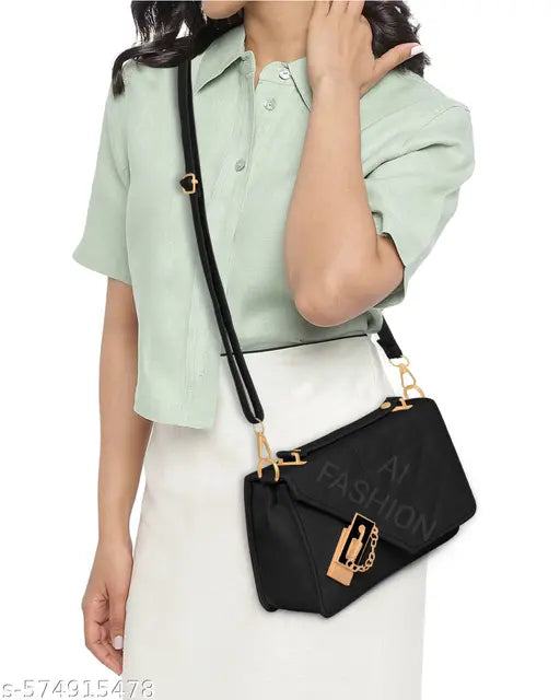 AI FASHION Women's PU Hand Bag Shoulder Bag Sling Bag | Ethereal Design | Adjustable Strap | Embellished With Strap Perfect For Party Travel Or Daily Use For Girl And Women