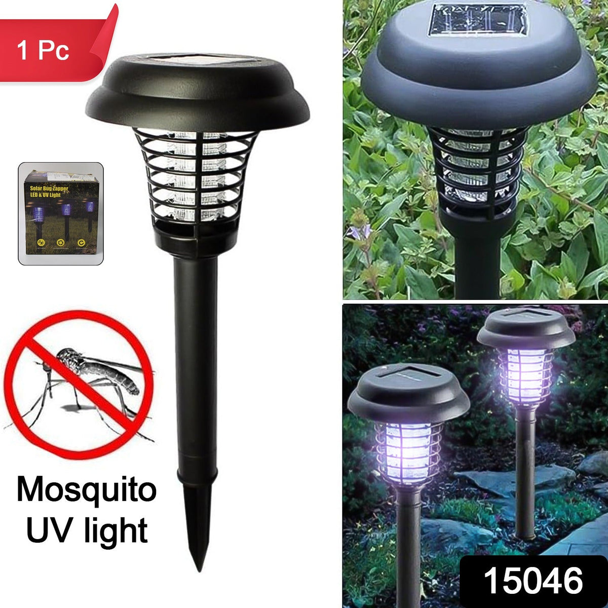 Garden Lighting UV LED Solar Powered LED Mosquito Trap / Bug Zapper (1 Pc) - Springkart 