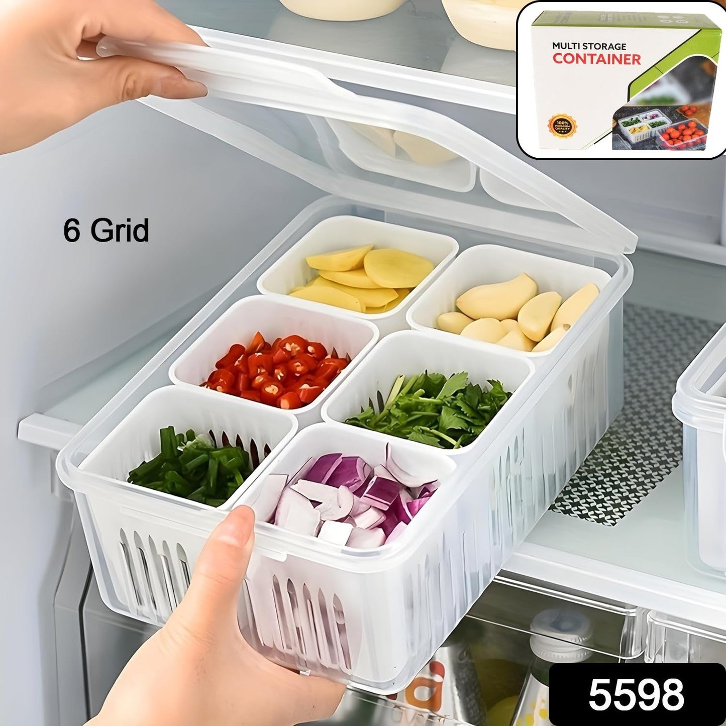 Fridge Storage Boxes Freezer Storage Containers, Container for Kitchen Storage Set, Storage in Kitchen, Vegetable Storage, Draining Crisper Refrigerator Food Box (1 Pc) - Springkart 