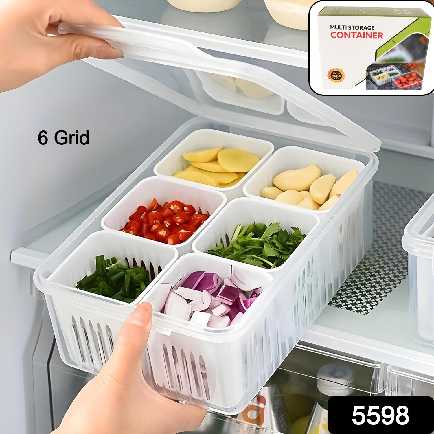 Fridge Storage Boxes Freezer Storage Containers, Container for Kitchen Storage Set, Storage in Kitchen, Vegetable Storage, Draining Crisper Refrigerator Food Box (1 Pc) - Springkart 
