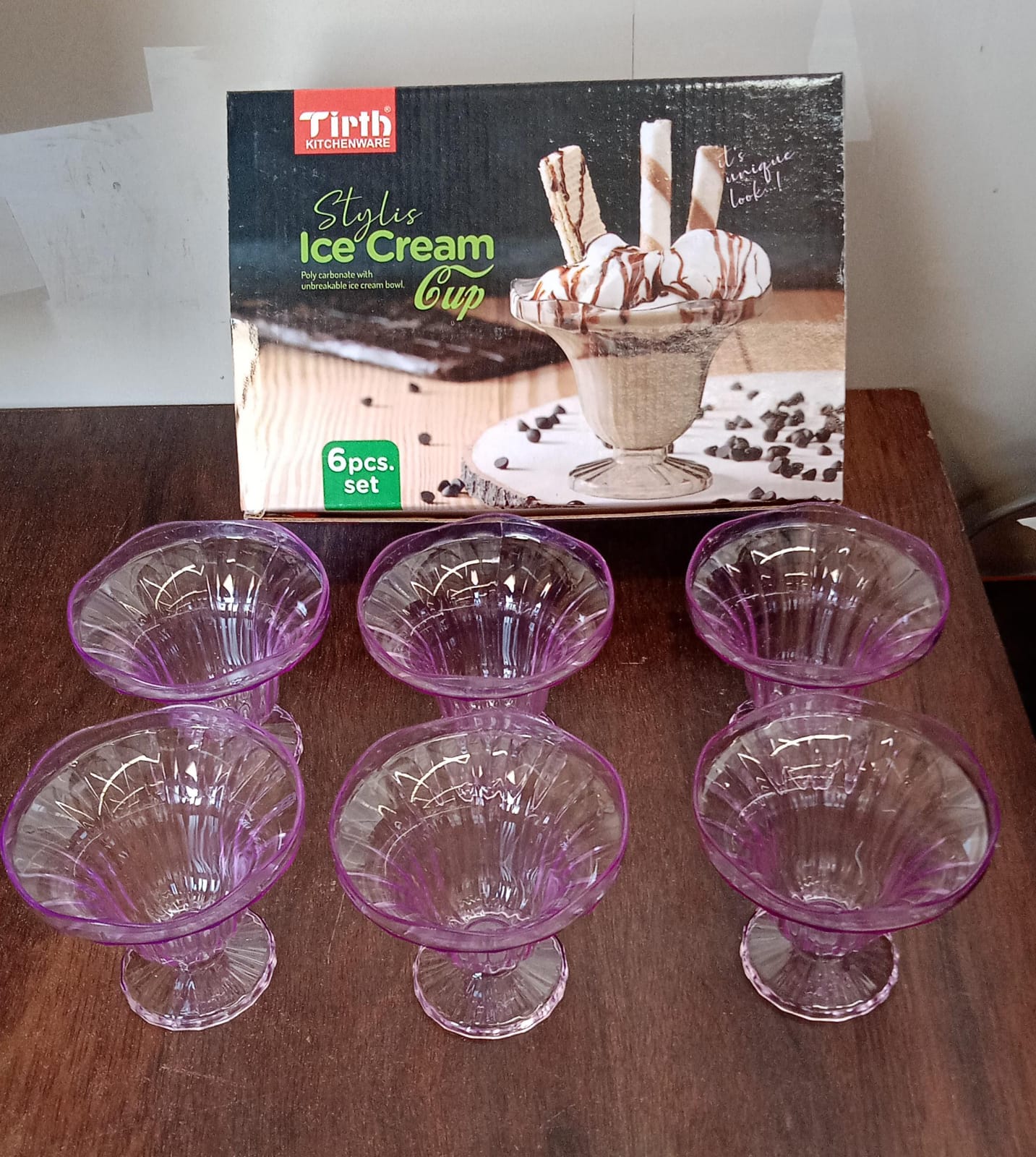 Crystal Plastic Ice-Cream Bowl, Home & Kitchen Serving Platter or Dessert Cup for Sundae, Sweets, Snacks, Fruit, Pudding, Nuts or Dip, Serving Bowls (Crystal Cups, Set of 6) - Springkart 