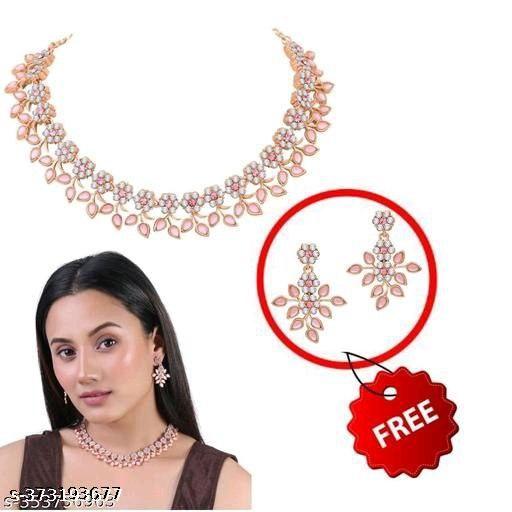 Bhumi09 Premium Quality Micro Rose Gold Plated Gold Necklace Chain with Earring - Springkart 