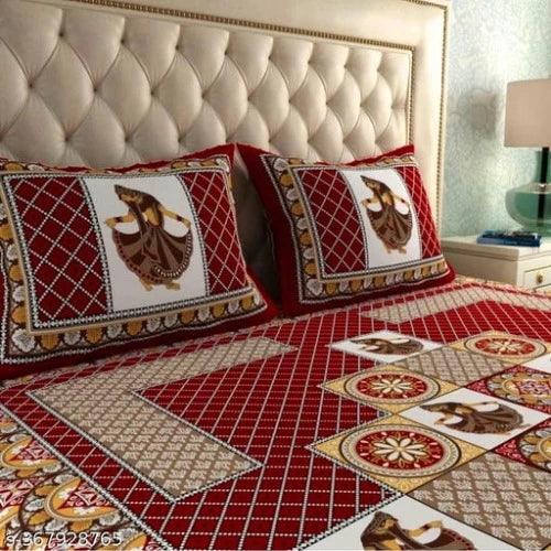 100% Cotton Rajasthani Jaipuri Double bed Size #Bedsheets Set of 1 Double #Bedsheets with 2 Pillow Covers (Multicolour) - 180 TC - Springkart 