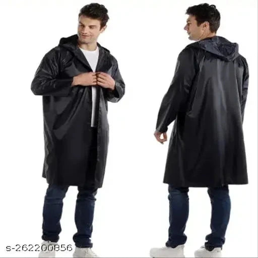 Waterproof Solid Men & Women Raincoat BLACK color