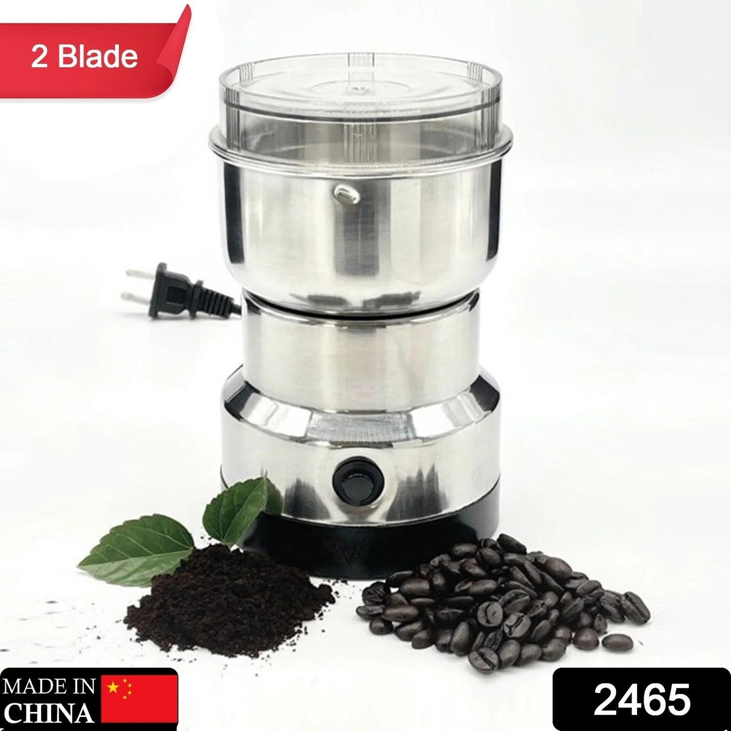 Multi-Functional Electric Stainless Steel Herbs Spices Nuts Grain Grinder with Stainless Steel Bowl, Portable Coffee Bean Seasonings Spices Mill Powder Machine Grinder Machine for Home and Office - Springkart 