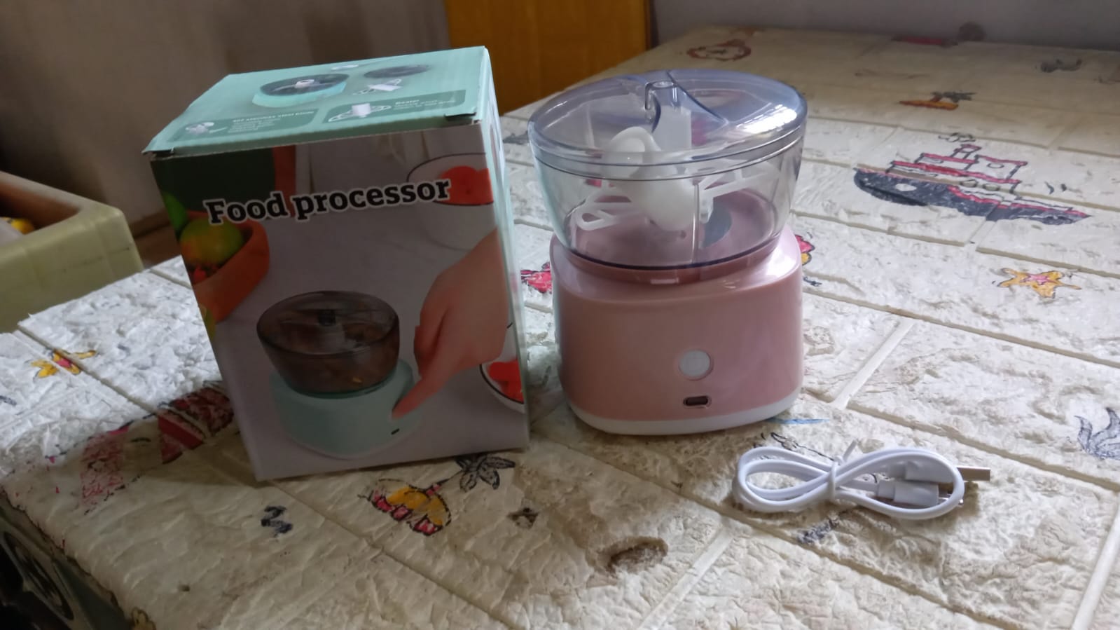 Portable Mini Food Processor Chopper Electric Veggie Chopper 3 Blades With Charching Cable Type C, Vegetable Chopper, Garlic Chopper Food Grinder for Chopping Ginger, Pepper Chili, Onion, Fruit, Meat - Springkart 