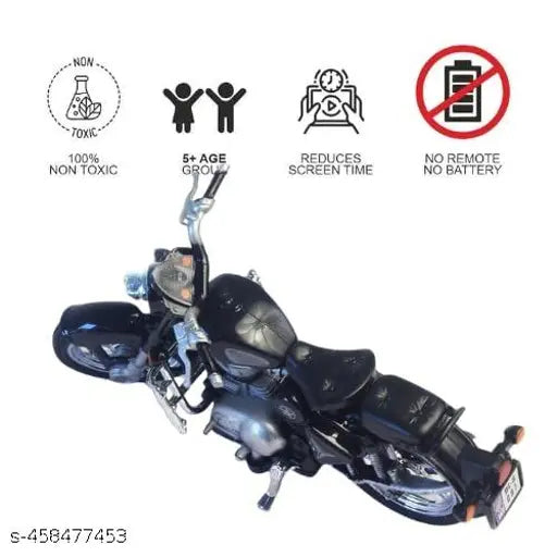 Toons Toys Rugged Bullet Bike Toy with Pull-Back Action Free Wheel Side Stand Realistic Design, Black.