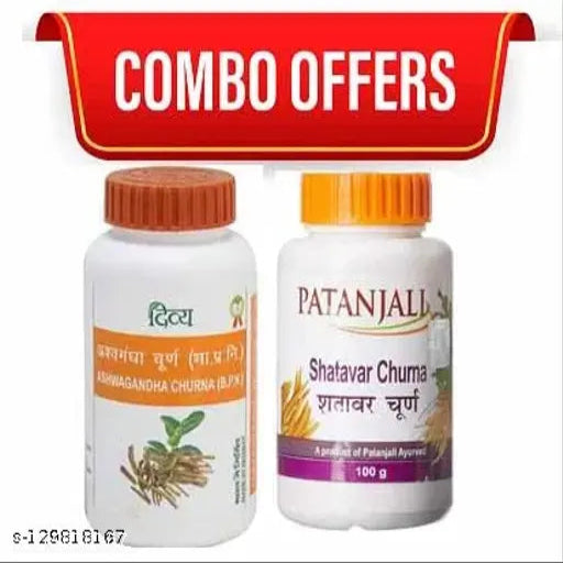 Patanjali Divya Ashwagandha Churna 100 gm + Shatavar Churna 100 gm - Springkart 