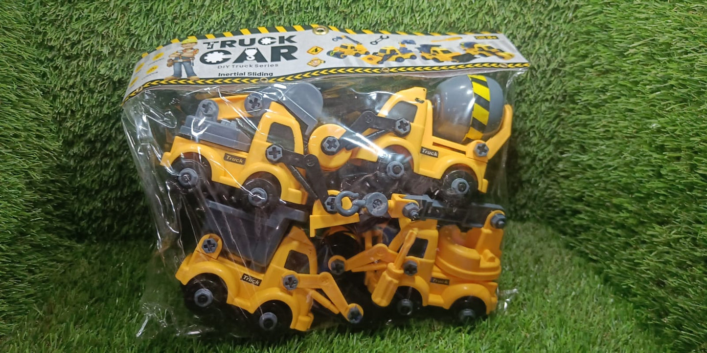 Engineering vehicles Nut Assembly Vehicle Toy, DIY Nut Assembly Vehicle Model Toy Highly Simulation Children Kids Car Model Toy Set (4 Pc Set) - Springkart 