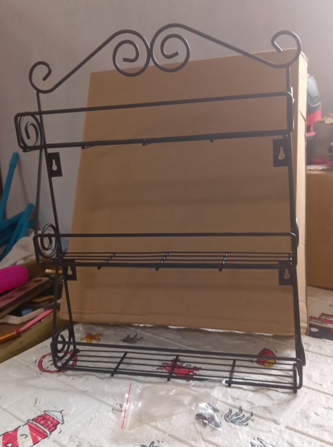 Big Wall Mounted Iron Wall Shelf with 3 Storage Racks for Kitchen, Pantry, Cabinet, Counter top or Free Standing, Rack Holder for Kitchen - Springkart 