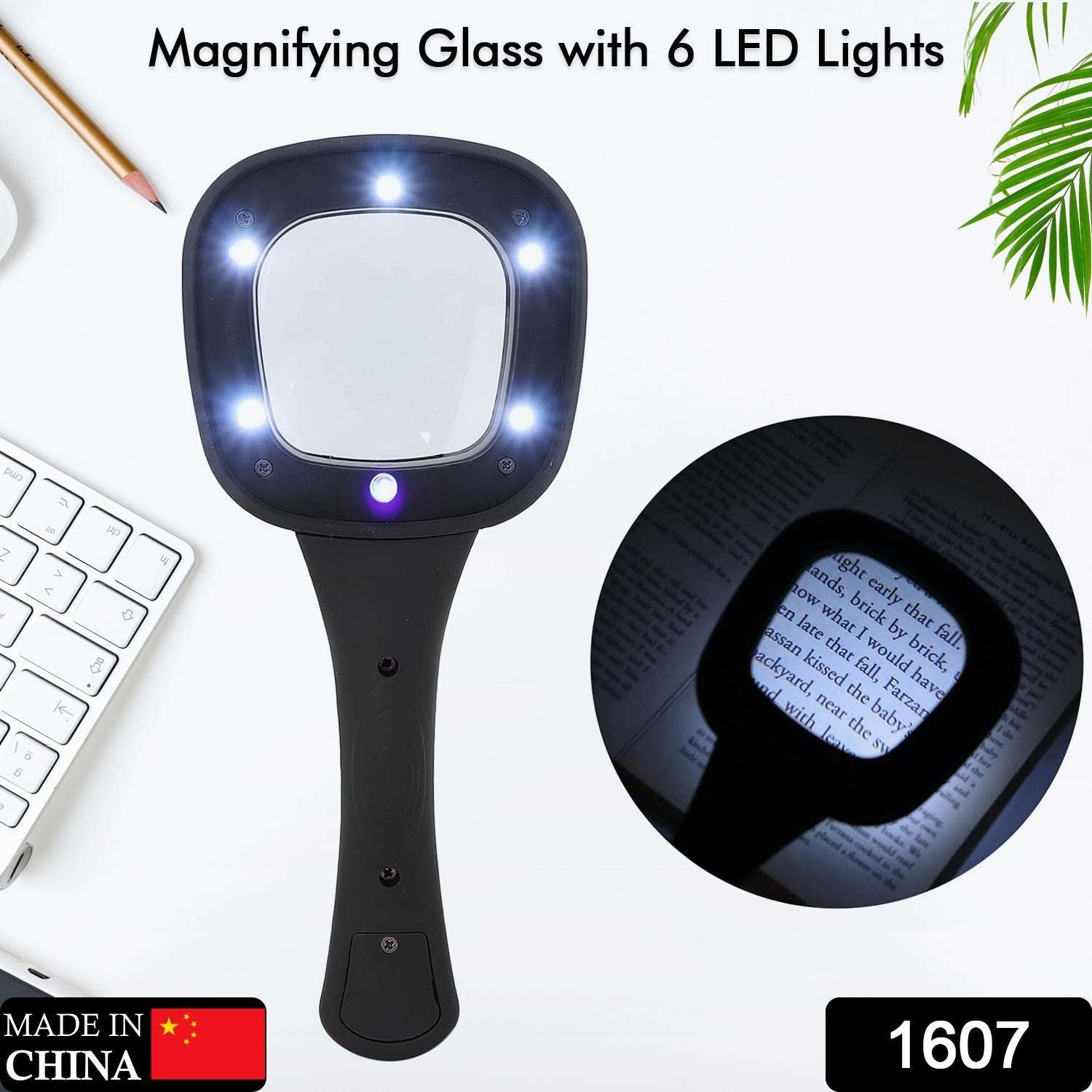 Handheld Magnifying Glass 6 LED Illuminated Lighted Magnifier for Seniors Reading, Soldering, Inspection, Coins, Jewelry, Exploring - Springkart 