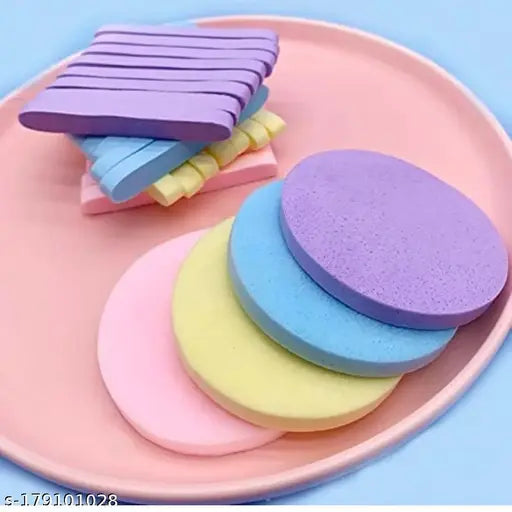 Facial Cleaning Sponge Stick,Makeup Removing Sponge Stick,Spa Cleaning Sponges for Girls & Women, Cleaning Wash Puff Sponge Stick 12pcs (Multicolour) Pack of 1 - Springkart 