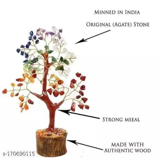 Seven Chakra Tree Vastu Crystal Stone Bonsai Money Lucky Tree for Vastu and Natural Healing - Springkart 