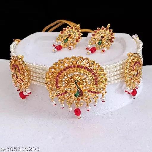 Alloy Gold-plated Jewel Set RED - Springkart 