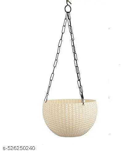 GREEN POT SHOP - Euro Hanging Planters - 2 Pcs (White) | Decorative Hanging Pots for House Plants | Hanging Pots for Home & Balcony Garden | Hooked Hanging Pots for Home Garden