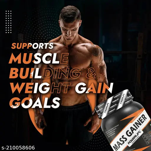 PowerLift Mass Gainer with Shaker (500gm Vanilla ) 20G Protein, 12G Carbs | Raw Whey from USA | For Lean Muscle Gain | With Digezyme Blend, added Multivitamins & Minerals