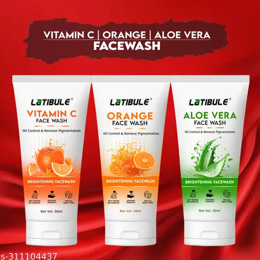 Vitamin C,Orange & Aloe Vera Skin Whitening Brightening Facewash, Tan Removal Face wash (150ML) Combo