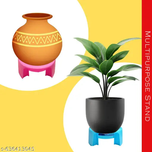 Heavy Duty Water Matka Stand for Kitchen | Unbreakable Plastic Pot Rack with 3 Legs | Kundi Stand for Home (Pack of 2)