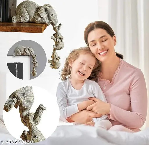 Avon star gallery Elephant Sitter Figurines, Elephant Mothers Hanging Two Babies Statue Hanging Off The Edge of a Shelf or Table, Hand-Painted Resin Collections Figurines for Mother's Day
