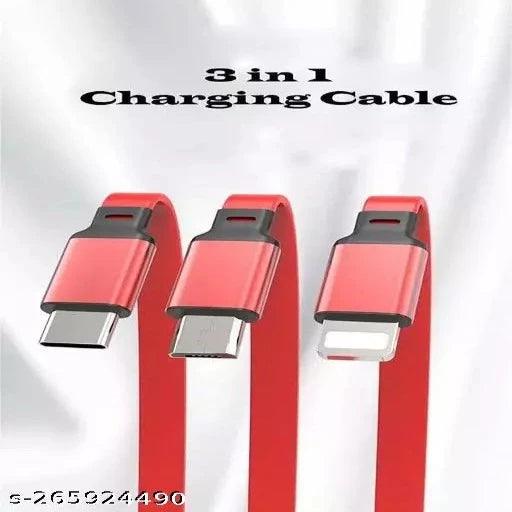 Data cable 3 PIN Data Cable Multi Retractable 3.0A Fast Charger Cord, 3-in-1 USB Charge Cord - Springkart 