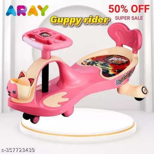 ARAY Guppy Rider Magic Kids Swing Car ,Baby Push Ride-on Swing Car ,Baby Twister Ride On Car, Ride-on Magic Toy Car for kids ,Swing Car for Kids with Scratch Free PU Wheels, 120 Kgs Weight Capacity For Girl & Boy Kids Ages 1 to 5 Years Pink - Springkart 