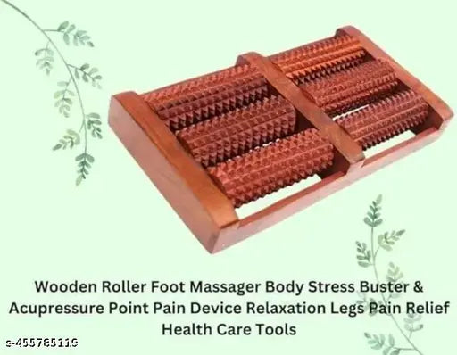 Wooden Roller Foot Massager Body Stress Buster & Accupressure Point Device