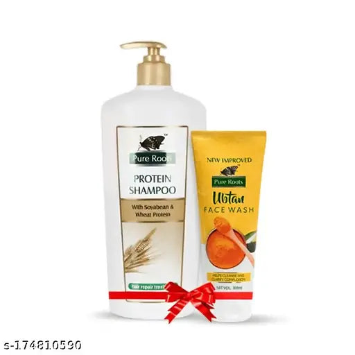 Pure Roots | Protein Shampoo 700ml | Combo Pack | Get 100 ml Ubtan Face Wash Free Worth MRP 110Rs With This Pack
