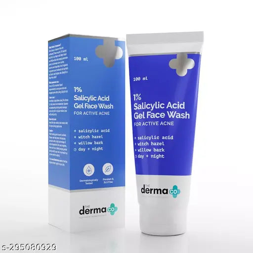 The Derma Co. 1% Salicylic Acid Gel Face Wash with Salicylic Acid & Witch Hazel for Active Acne - 100 ml