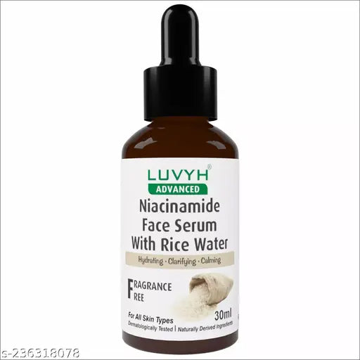 Luvyh Niacinamide Face Serum with Rice Water | Vitamin B3 with Japanese Fermented Rice Water | For Clear, Blemish-Free, Bright Skin | Suits All Skin Types | Fragrance-Free  30ml