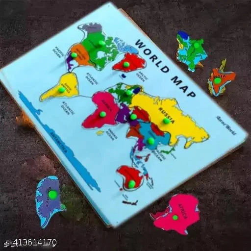 Kids Reading & Writing Educational Learning Wooden World Maps puzzle for kids/girls/boys