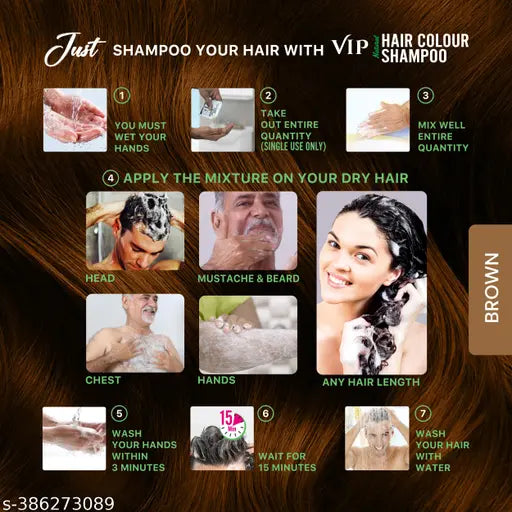 VIP Hair Colour Brown for Men and Women - 240ml (20 ml, Pack of 12)