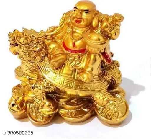 Golden Laughing Buddha on Turtle/Feng Shui Gift,Buddha for Wealth,Sucess,Happiness,Good Luck