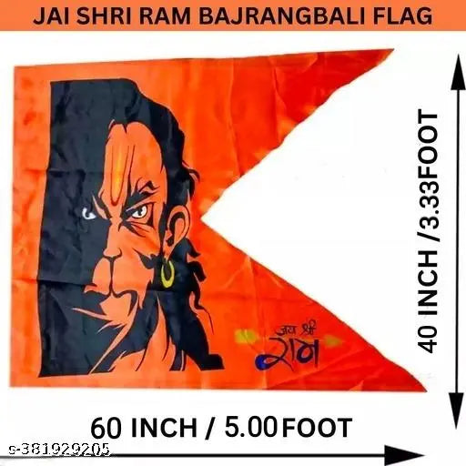 Hanuman Ji Bhagwa Jai Shree Ram Flag Big Size(60Inch X 40Inch)