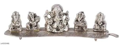 Silver Musical Ganesh God Idol Statue Oxidized Finish with Royal Luxury Velvet Box Diwali GIFT