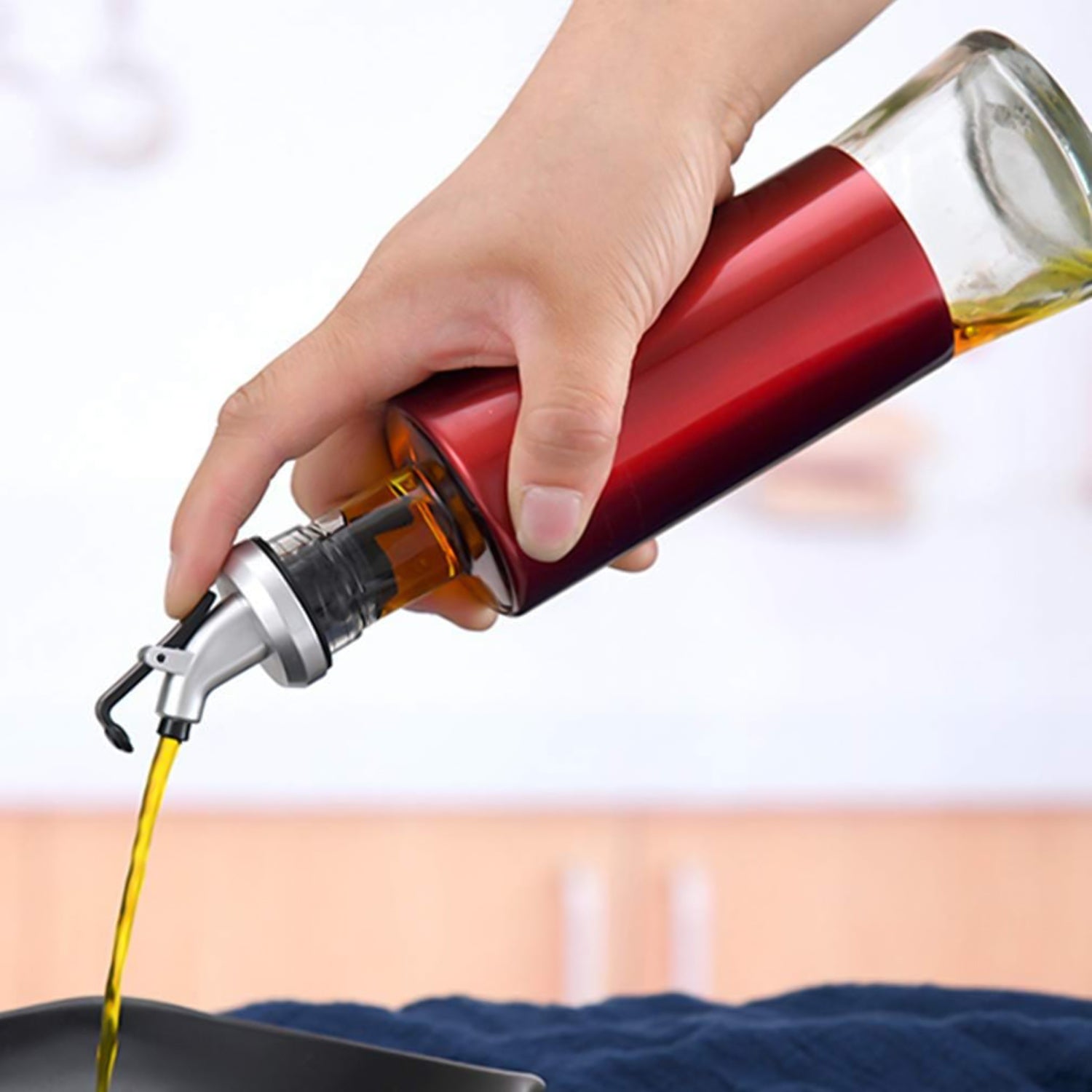 Glass Oil Dispenser With Plastic Covering Oil And Vinegar Bottle (300 Ml) - Springkart 