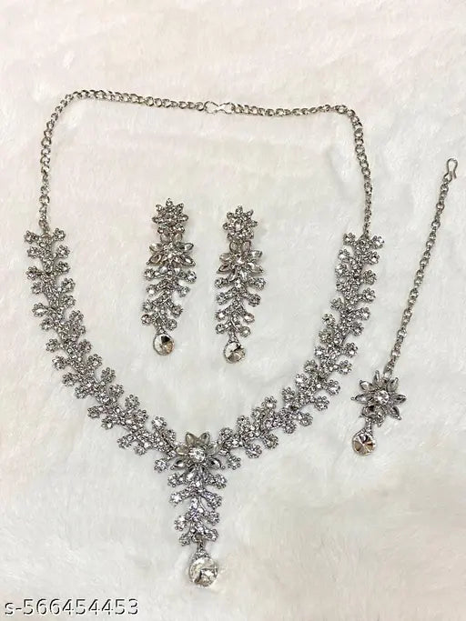 White Silver Plated Jewellery Set For Women (1433)