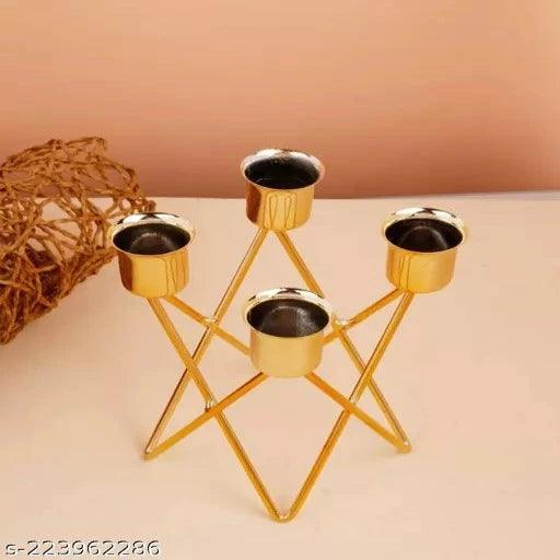 Golden Small Designer 4 Tealight Candle Holders & Stands