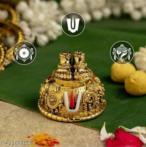 24K Antique Gold Finish Venkateswara Feet with Shanku & Chakra Namam