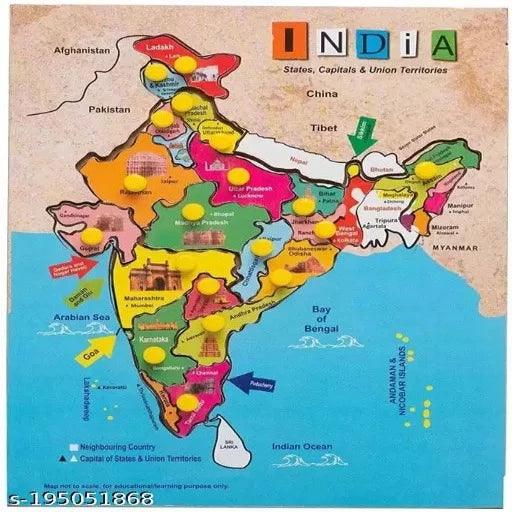 Mapology India and World Maps with Capitals - Learn Capitals and Country Flags - Educational Toy for Kids Above 5 Years, Multicolor - Springkart 