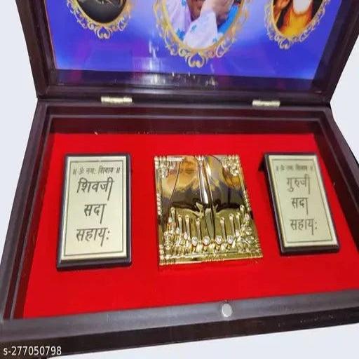 Guru ji Charan Paduka/Footprints Yantra Box With Guru ji And Shiv ji Frame