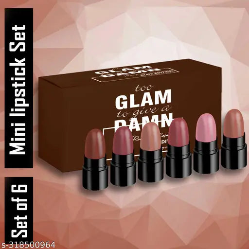 Ronzille Long Lasting Hydrating Mini Lipstick-Pack of 6 (Nude Edition,6 G)