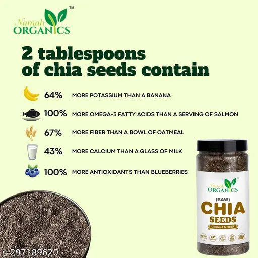 Raw chia seeds for Weight Loss ,High in Calcium Good Source of Omega-3(150+150gm)300GM - Springkart 
