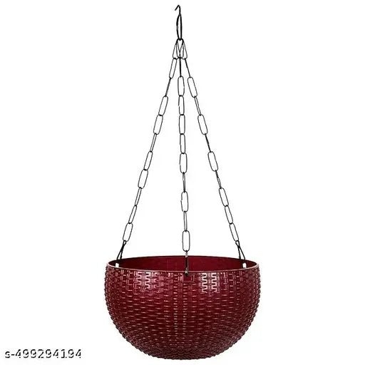 GREEN POT SHOP - Euro Hanging Planters - 10 Pcs (BROWN) | Decorative Hanging Pots for House Plants | Hanging Pots for Home & Balcony Garden | Hooked Hanging Pots for Home Garden