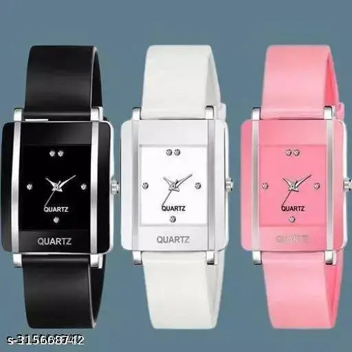 Trendy Square Dial Analog Watches for Women || Classic Square Face Women’s Watch Combo ||