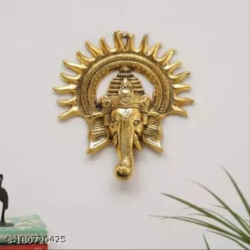 Ganesh Wall Hanging(Aluminium, Gold) Decorative - Springkart 